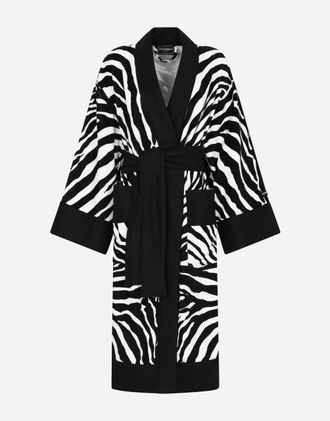 Dolce & Gabbana Terry Cotton Bath Robe - All Over-patterned Bathrobes Multicolor Xxl