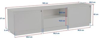 OEM Mueble De Tv Con 3 Puertas Abatibles Y 1 Compartimento Abierto L160 Cm - Vanguard