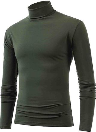 Generic Mens Polo Roll Neck Jumper Turtle Neck Tops for Men UK Ribbed Knit Slim Fit Jumpers Long Sleeve Lightweight Pulllover Shirts Autumn Winter Solid Color