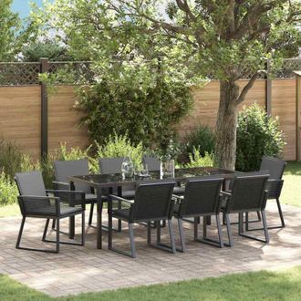 vidaXL Conjunto De Comedor De Jard&iacute;n 9 Pcs Negro Vidaxl