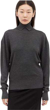 Burberry Wollen trui met hoge hals - Dames - Coltruien - Grijs - L - Wol - Truien & Vesten