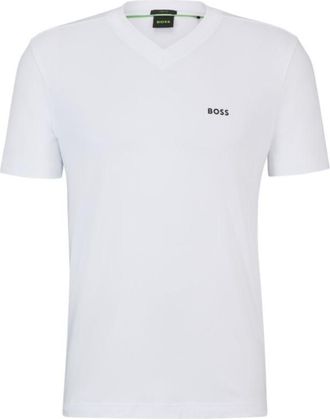 BOSS Stretch-cotton regular-fit T-shirt with contrast logo