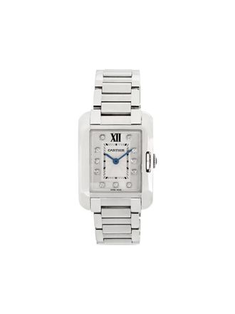 Cartier Tank Anglaise 30mm watch - women - stainless steel/Diamond - One Size - Silver