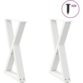 vidaXL Patas Para Mesa De Comedor (2 Unidades), Color Blanco, 60 X 72-73,3 Cm, Acero Vidaxl