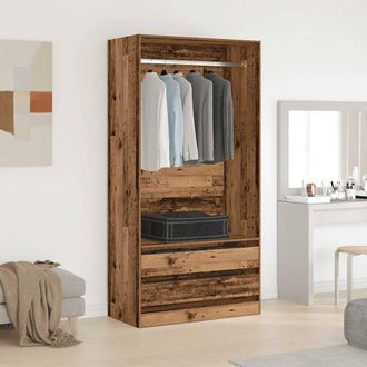 Berkfield Home Wardrobe Old Wood 100x50x200 cm Engineered Wood in Brown | Size: 100 x 50 x 200 cm