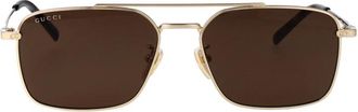 Gucci Specialized Fit Rechthoekige Zonnebril - Heren - Accessoires - Geel - Maat: 58 MM