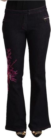 Exte Geborduurde Bloemen Flared Jeans - Dames - Bootcut Jeans - Zwart - M - Katoen - Jeans