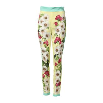Dolce & Gabbana Leggings, female, Multicolor, XS, Yellow Floral High Waisted Leggings