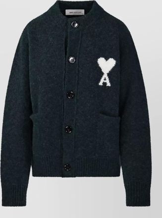 Ami alpaca wool crewneck cardigan