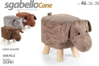 Trade Shop Trade Shop - Pouf Cane Bambini Sgabello Poggiapiedi Imbottito Piedi Legno 46x26x28 Cm 808692