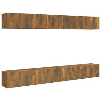Berkfield Home TV Cabinets 8 pcs Smoked Oak 60x30x30 cm Engineered Wood in Brown | Size: 60 x 30 x 30 cm