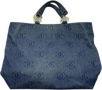 Chanel Pre-owned Vintage Denim Tote Bag - Dames - Vintage Shopper - Blauw - ONE Size - Denim - Vintage