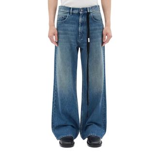 Ann Demeulemeester Wide Jeans, male, Blue, Size: XL Modest Relaxed Flared Trousers