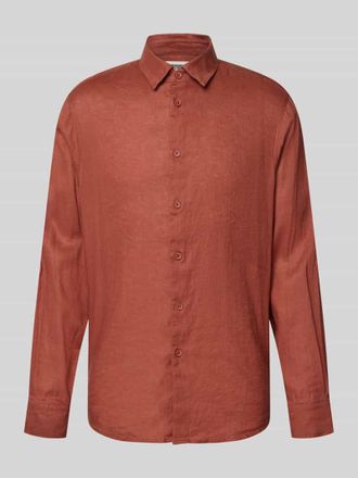 Drykorn Drykorn Slim Fit Freizeithemd aus Leinen-Baumwoll-Mix Modell RAMIS in Rostrot, Gr&ouml;&szlig;e XXL