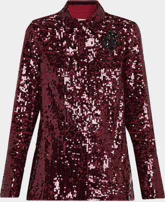 Erdem Long-Sleeve Sequined Shirt