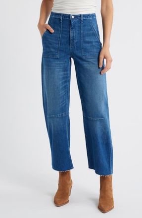 LE JEAN Utility Raw Hem Crop Barrel Jeans in London Cal at Nordstrom, Size 25
