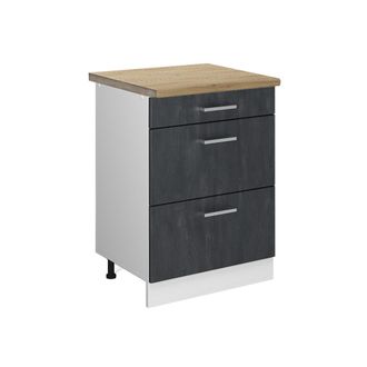 Vicco Mueble Bajo De Cocina R-line, Hormig&oacute;n Negro, 60 Cm Et Roble