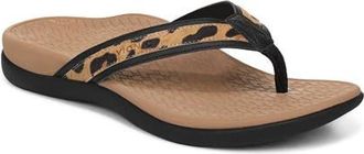 Vionic Tide 2.0 Flip Flop in Black Leopard Suede at Nordstrom, Size 10