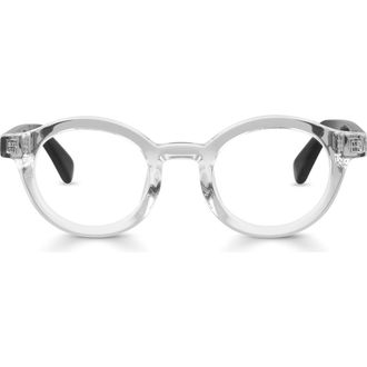 Eyebobs TV Party 41mm Round Blue Light Blocking Glasses in Crystal Clear Front /Black at Nordstrom, Size +1.00