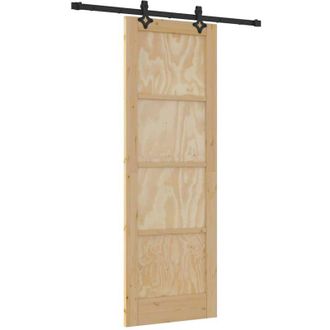 vidaXL Vidaxl - Juego De Puerta Corredera Manual Natural Y Negro 73.5 X 211 Cm