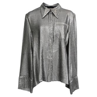 Roland Mouret Button Down Blouse in Silver Polyamide