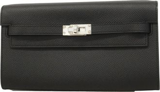 Herm&egrave;s Black Epsom Leather Long Wallet (Bi-Fold) (Pre-Owned)