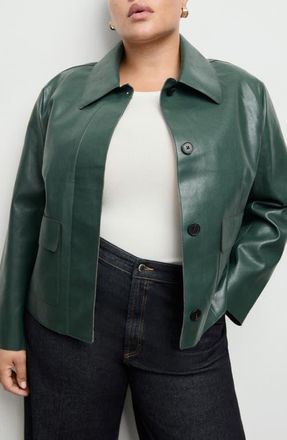Mango Sabina Faux Leather Jacket in Green at Nordstrom, Size X-Small