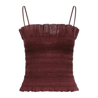 Andamane Sleeveless Tops, female, Red, Size: M Suri Smocked Tube Top