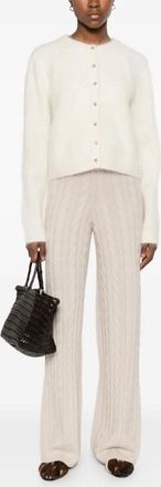 Soft Goat Cable knit pant wide leg - Neutrals