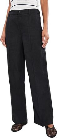 Madewell The Zoe Relaxed Straight Pant in 100% Linen Womens Clothing Jet Black : 14 30