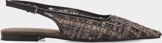 Brunello Cucinelli Monili Suede Check Slingback Flats