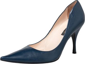 Sergio Rossi Blue Leather Pointed Toe Pumps