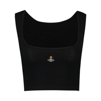 Vivienne Westwood Cropped Ribbed Tank Top - female - Vivienne Westwood - Sleeveless Tops - Black - XS - Tops