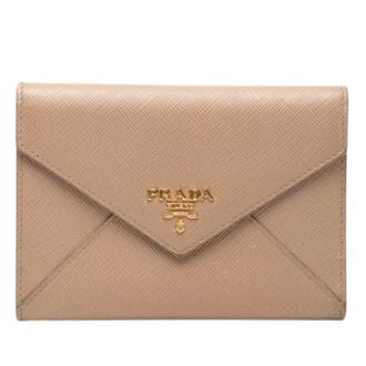 Prada Pre-owned Wallets, female, Beige, Size: ONE SIZE Pre-owned Saffiano Leather Wallet