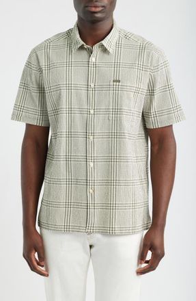Barbour Carrock Plaid Seersucker Short Sleeve Button-Up Shirt in Whisper White at Nordstrom, Size Xx-Large