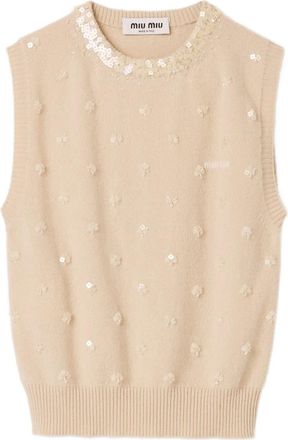 Miu Miu Kasjmier trui - Beige