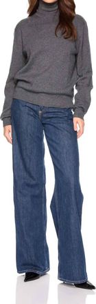 Susana Monaco Oversized Turtleneck Sweater In Melange Grey