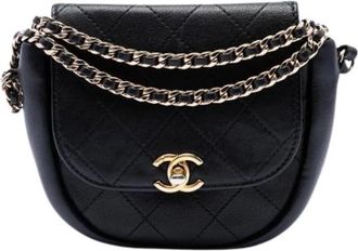 Chanel Pre-owned Mini Crossbody Bag - Dames - Vintage Mini Tas - Zwart - ONE Size - Leer - Vintage