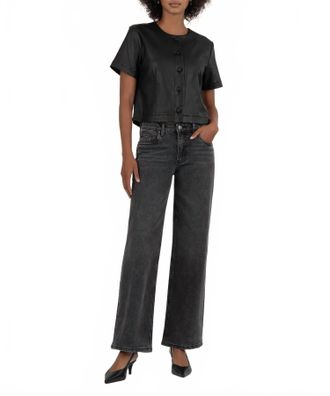 Kut from the Kloth Esmeray Coated Top In Black
