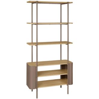 Sweeek Bookshelf with curved metal and wood decor, 6 levels, brown 80x33.8x172 cm - Molto