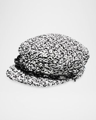 Balmain Chain Tweed Newsboy Cap