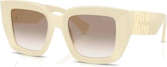 Miu Miu Vierkante Zonnebril - Dames - Zonnebrillen - Wit - 51 MM - Accessoires