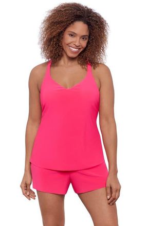 Aqua Green Supportive Y-Back Full Coverage Tankini Swimsuit Top in Rose Quartz at Nordstrom, Size X-Large