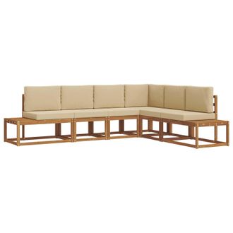 vidaXL Conjunto De Sof&aacute;s De Exterior Con Coj&iacute;n 6 Pieza Natural Y Beige Vidaxl