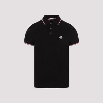 Moncler Black Tricolor Logo Polo