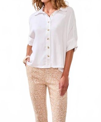 Tribal Elbow Sleeve Blouse In White