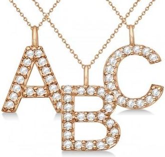 Allurez Customized Block-Letter Pave Diamond Initial Pendant in 14k Rose Gold