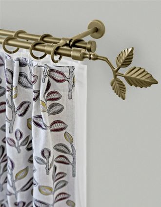 Garesa Gardinenstange »RUSTIKA« Ø 16 mm 2 läufig-läufig Wunschmasslänge rustikale Vorhanggarnitur, verlängerbar, m. Ringe, Endk. Blatt