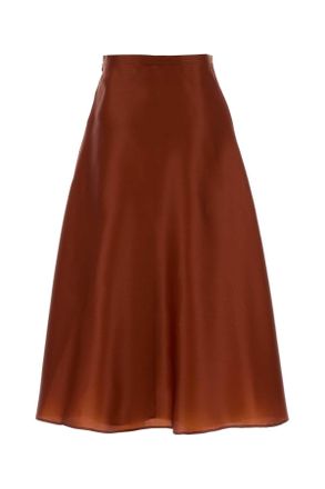 Alberta Ferretti Womens Brick Silk Skirt Rosso Gonne