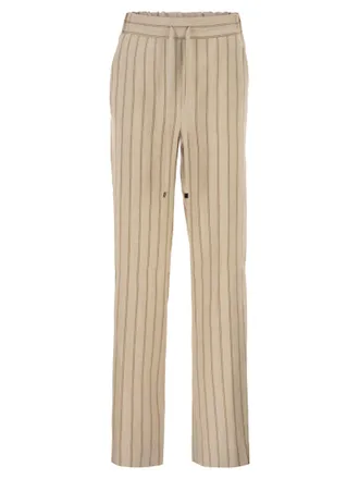 Antonelli slim-fit broek met krijtstreep in gem&ecirc;leerd linnen
